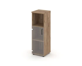 Шкаф средний узкий левый прозр. стекло с нишей 400x400x1203 зад. стенка HDF Стайл Проджект / Style Project images
